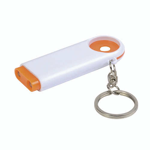 Plastic key ring with shopping trolley token and 2-led light 1