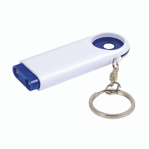 Plastic key ring with shopping trolley token and 2-led light 1