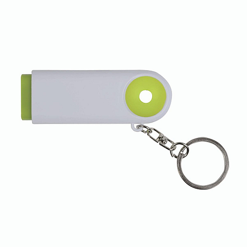 Plastic key ring with shopping trolley token and 2-led light 2
