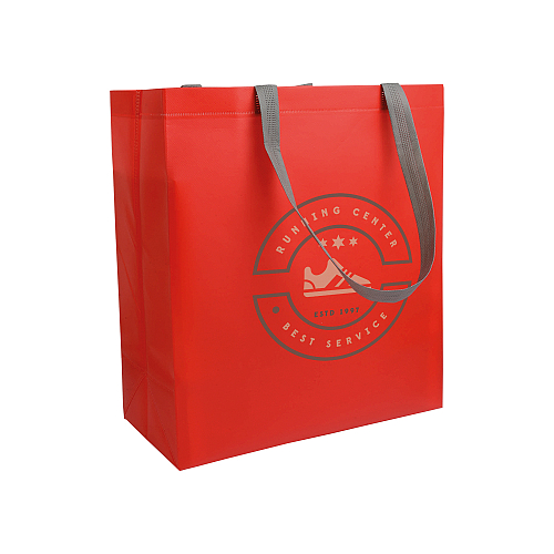 Laminated, heat-sealed 100 g/m2 non-woven fabric shopping bag with gusset and long handles 4