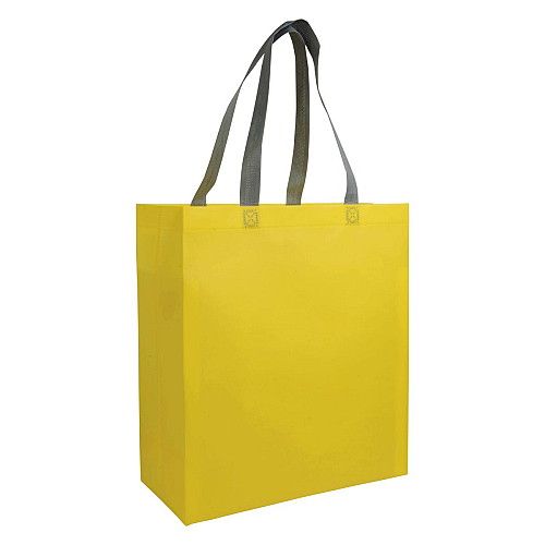 Laminated, heat-sealed 100 g/m2 non-woven fabric shopping bag with gusset and long handles 3