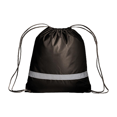 210t polyester backpack with reflective strip, drawstring closure and reinforced corners 2