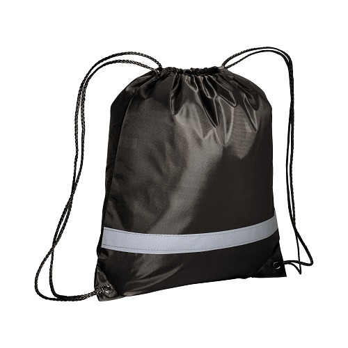 210t polyester backpack with reflective strip, drawstring closure and reinforced corners 1