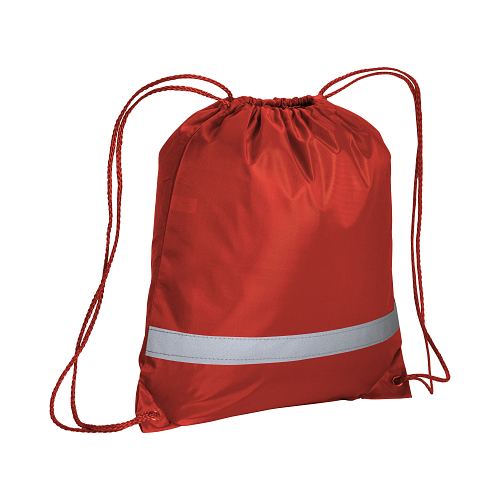 210t polyester backpack with reflective strip, drawstring closure and reinforced corners 1