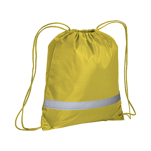 210t polyester backpack with reflective strip, drawstring closure and reinforced corners 1