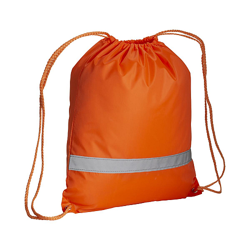 210t polyester backpack with reflective strip, drawstring closure and reinforced corners 1