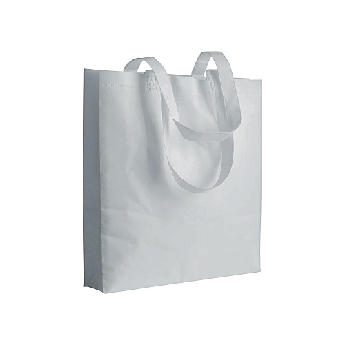 Heat-sealed 80 g/m2 non-woven fabric shopping bag with gusset and long handles 1