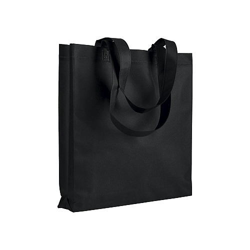 Heat-sealed 80 g/m2 non-woven fabric shopping bag with gusset and long handles 1