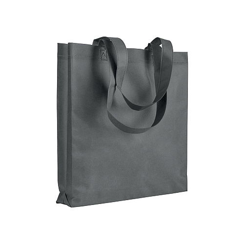 Heat-sealed 80 g/m2 non-woven fabric shopping bag with gusset and long handles 1