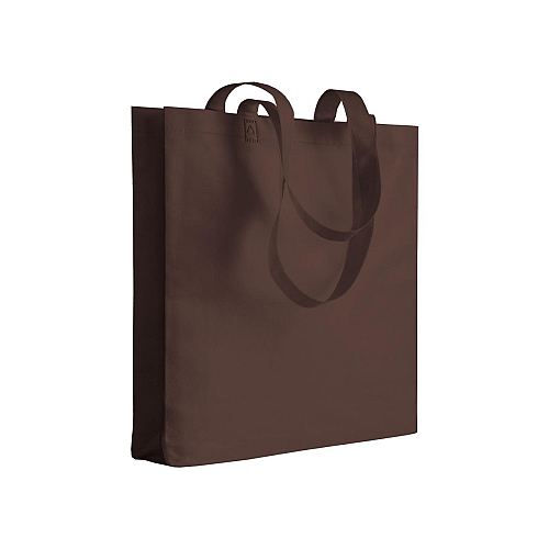 Heat-sealed 80 g/m2 non-woven fabric shopping bag with gusset and long handles 1