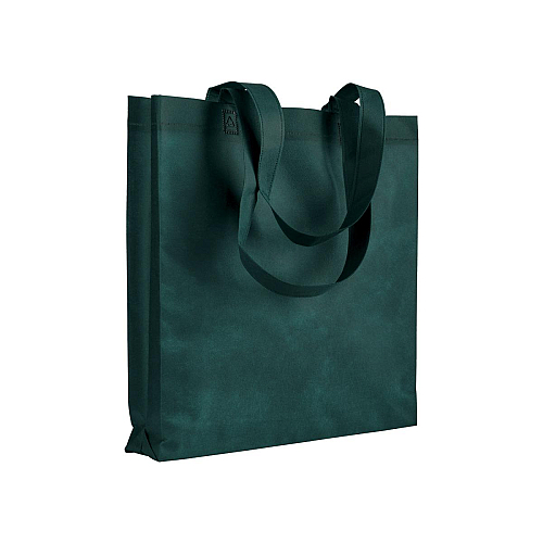 Heat-sealed 80 g/m2 non-woven fabric shopping bag with gusset and long handles 1