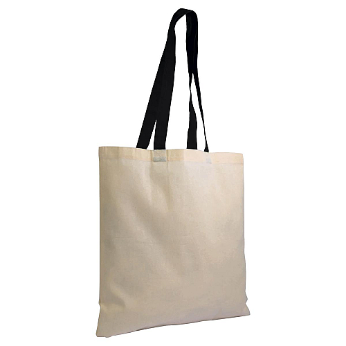 135 g/m2 natural cotton shopping bag with coloured long handles 3