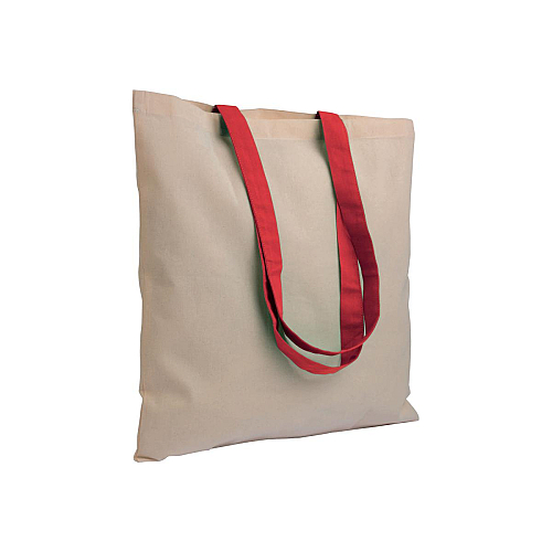 135 g/m2 natural cotton shopping bag with coloured long handles 1