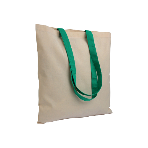 135 g/m2 natural cotton shopping bag with coloured long handles 1