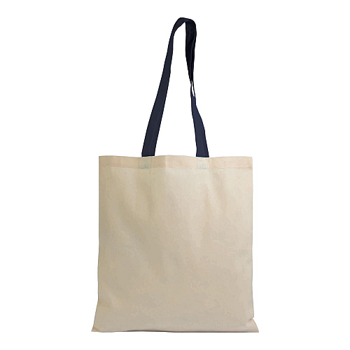 135 g/m2 natural cotton shopping bag with coloured long handles 2