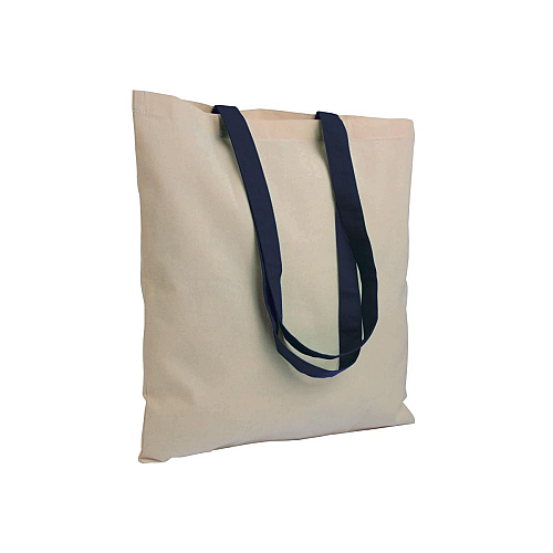 135 g/m2 natural cotton shopping bag with coloured long handles 1