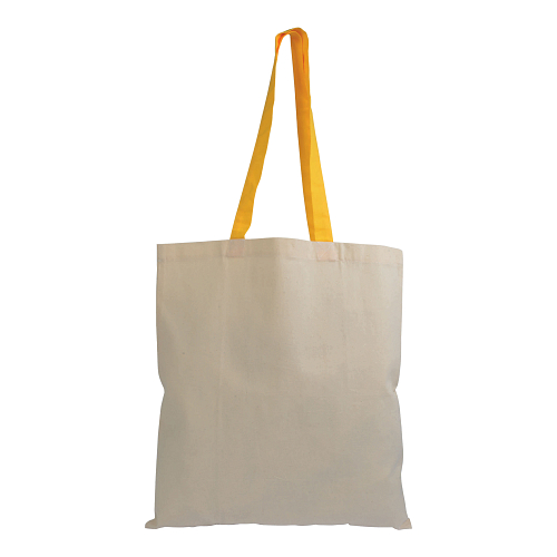 135 g/m2 natural cotton shopping bag with coloured long handles 2