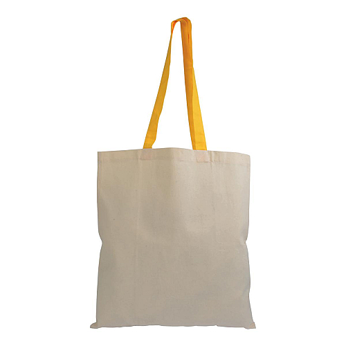 135 g/m2 natural cotton shopping bag with coloured long handles 2