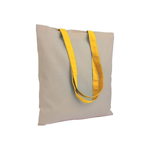 135 g/m2 natural cotton shopping bag with coloured long handles 1
