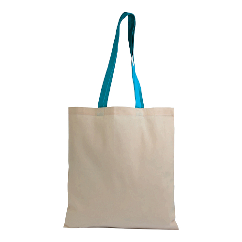 135 g/m2 natural cotton shopping bag with coloured long handles 2