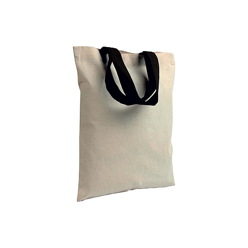 135 g/m2 natural cotton mini shopping bag with coloured short handles 1