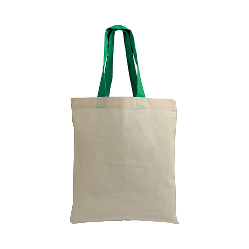 135 g/m2 natural cotton mini shopping bag with coloured short handles 2