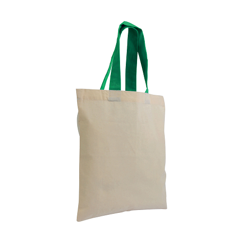 135 g/m2 natural cotton mini shopping bag with coloured short handles 3