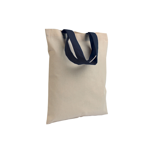 135 g/m2 natural cotton mini shopping bag with coloured short handles 1