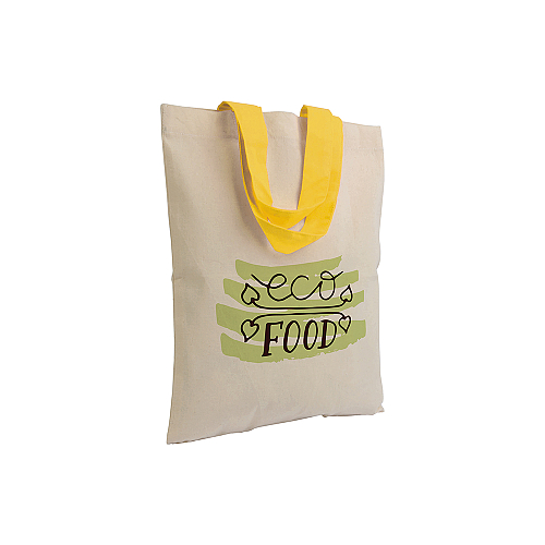 135 g/m2 natural cotton mini shopping bag with coloured short handles 4