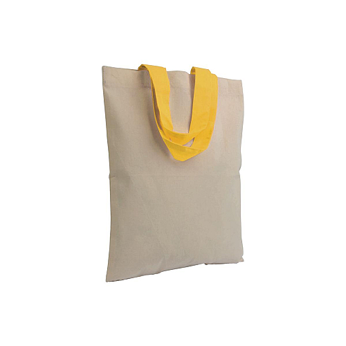 135 g/m2 natural cotton mini shopping bag with coloured short handles 1