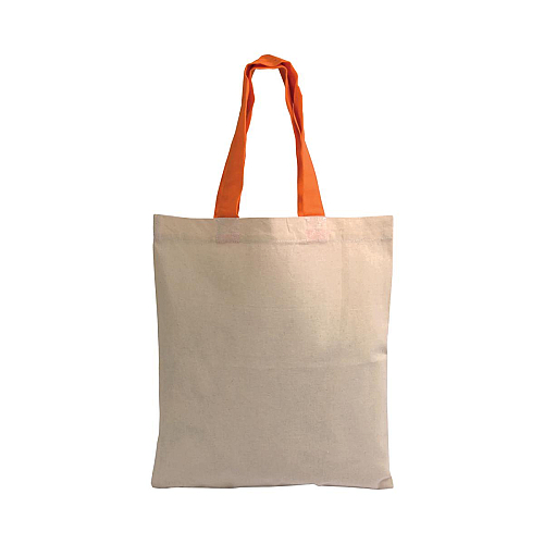 135 g/m2 natural cotton mini shopping bag with coloured short handles 2