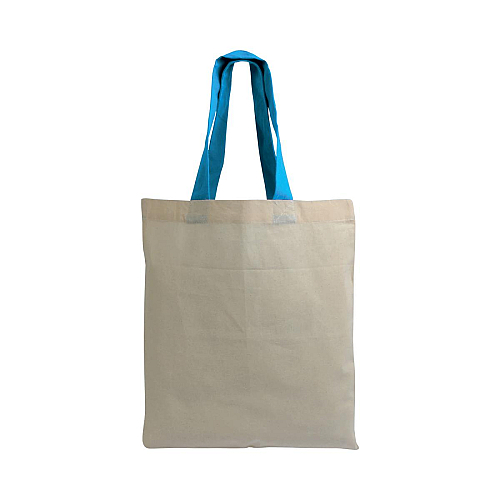 135 g/m2 natural cotton mini shopping bag with coloured short handles 2