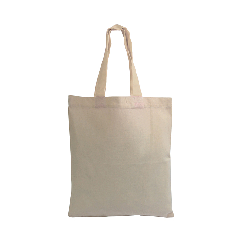 135 g/m2 natural cotton mini shopping bag with coloured short handles 2