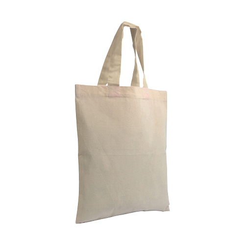135 g/m2 natural cotton mini shopping bag with coloured short handles 3