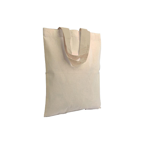 135 g/m2 natural cotton mini shopping bag with coloured short handles 1