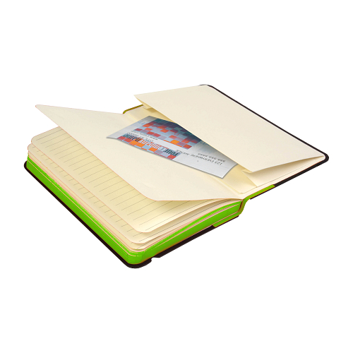 Cardboard notebook with coloured elastic, ruled sheets (100 pages) and inside pocket 2