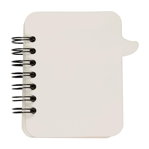 Small cardboard ring-bound notebook containing sticky notes 1