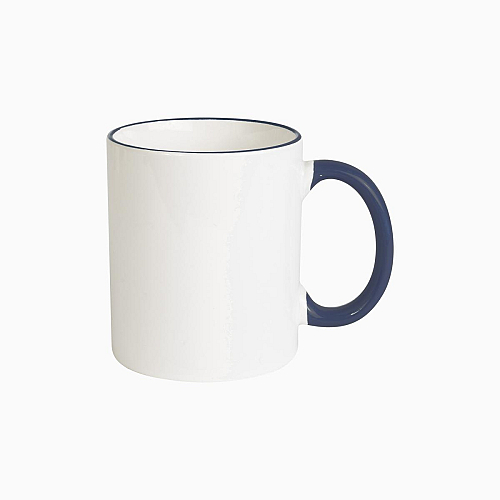 White grade a ceramic mug with coloured handle and edge, for dishwashers 1