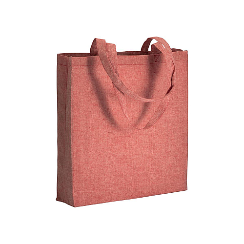 150 g/m2 recycled cotton shopping bag, melange effect, long handles and gusset 1