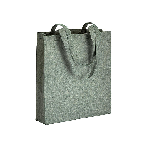 150 g/m2 recycled cotton shopping bag, melange effect, long handles and gusset 1