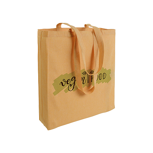 150 g/m2 recycled cotton shopping bag, melange effect, long handles and gusset 4