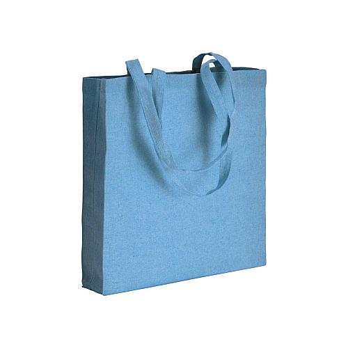 150 g/m2 recycled cotton shopping bag, melange effect, long handles and gusset 1