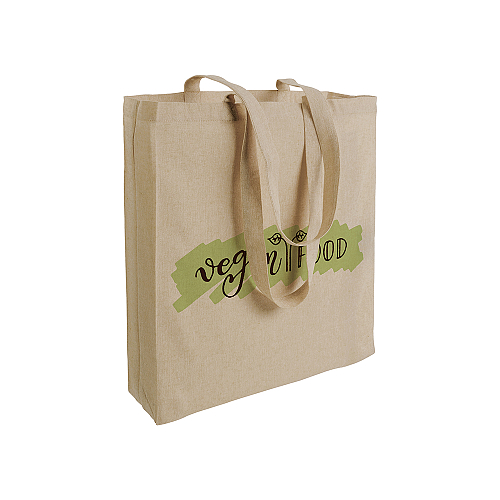 150 g/m2 recycled cotton shopping bag, melange effect, long handles and gusset 4