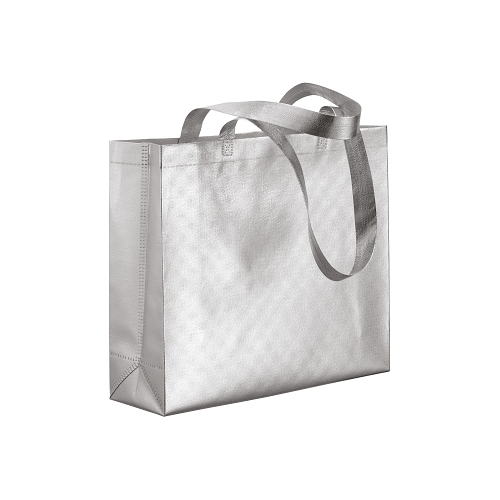 Laminated non woven thermowelded shopping bag, long handles and gusset 1