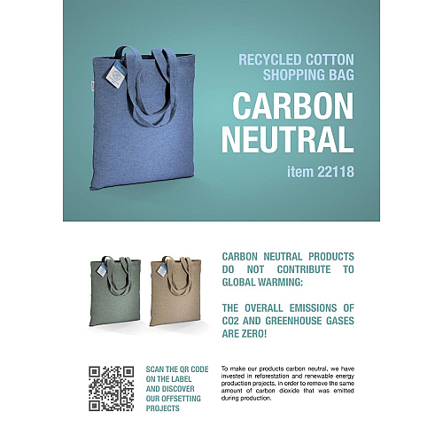 280g/m2 recycled cotton carbon neutral shopping bag, long handles 3