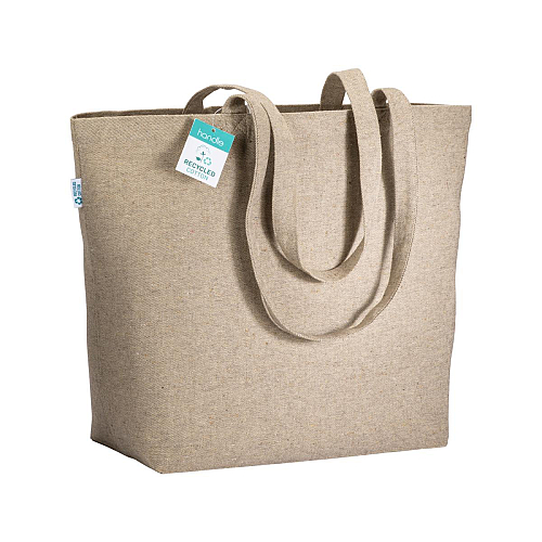 280g/m2 recycled cotton shopping bag, long handles and gusset 1