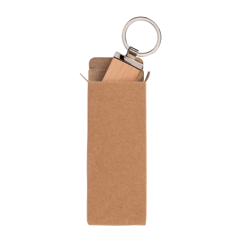 Ectangular metal keychain, with wooden front detail 4