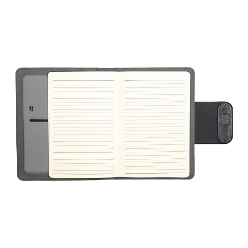 A5 organizer folder in r-pet with lock and magnetic closure that lights up 4