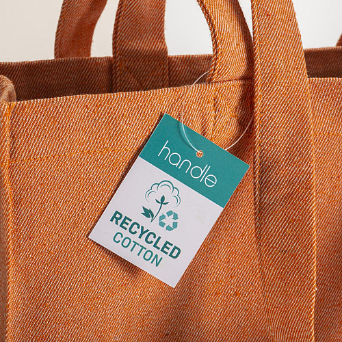 280g/m2 recycled cotton shopping bag, long handles and gussets 3