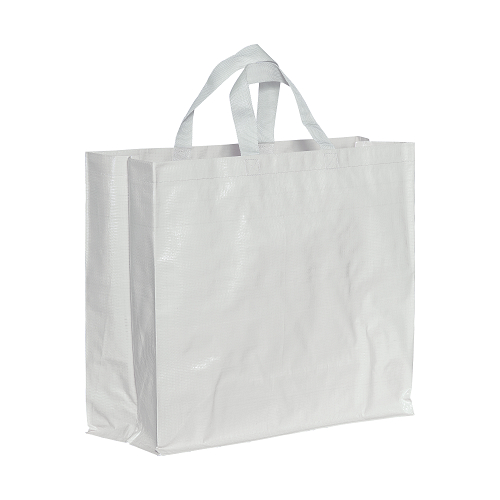 Recycled laminated 120 g/m2 pp shopping bag with gusset and short  handles 1